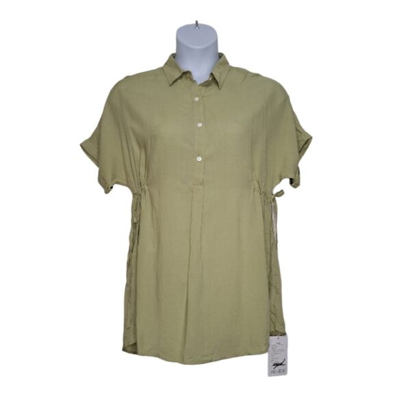 M-93 Women's Tunic Shirt Dress #1920502TL7869 Drawstring Side Green Size O/S - Picture 1 of 14